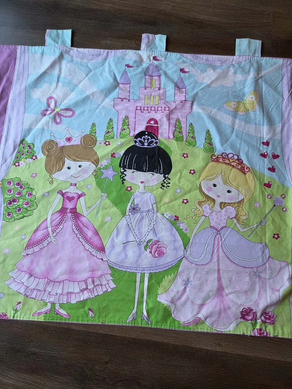 Set of 2 Hand Made Princess Castle Unicorn Pink & Purple Girls Bedroom Curtains
